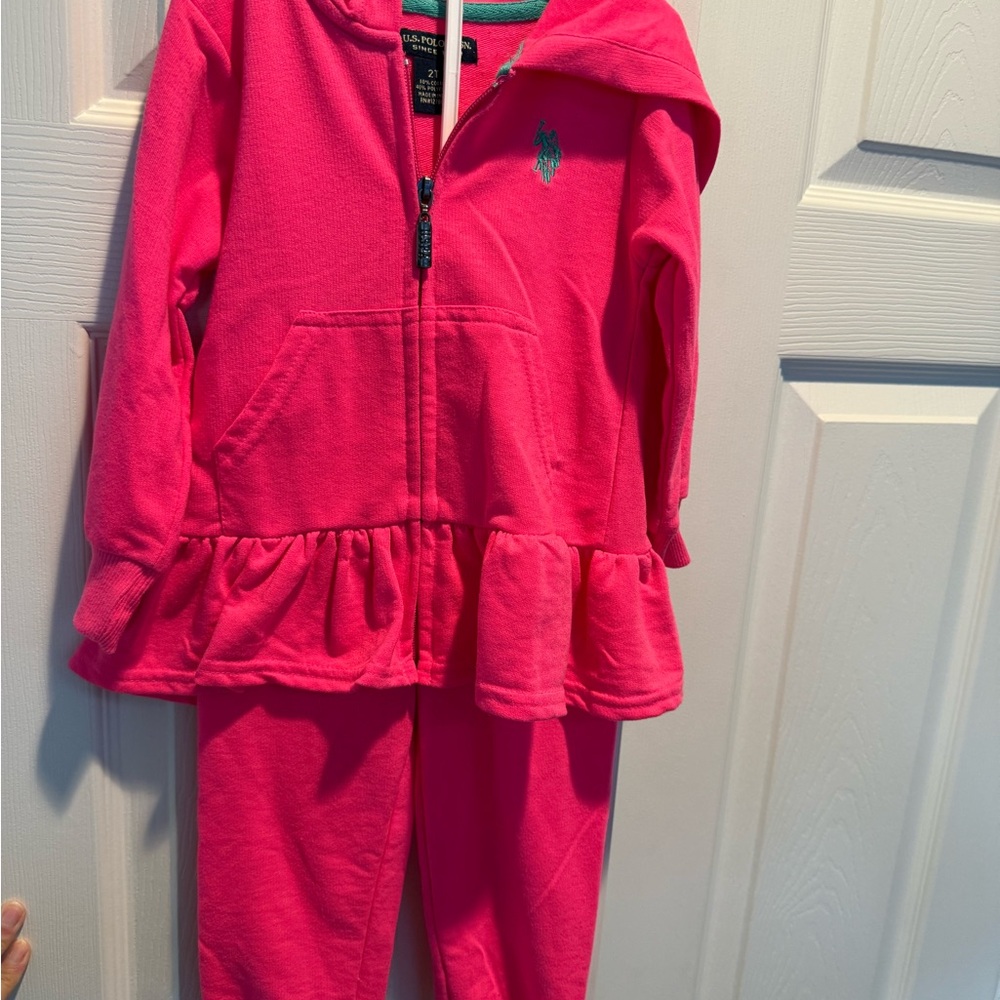 Pink Hooded Ruffle Tracksuit